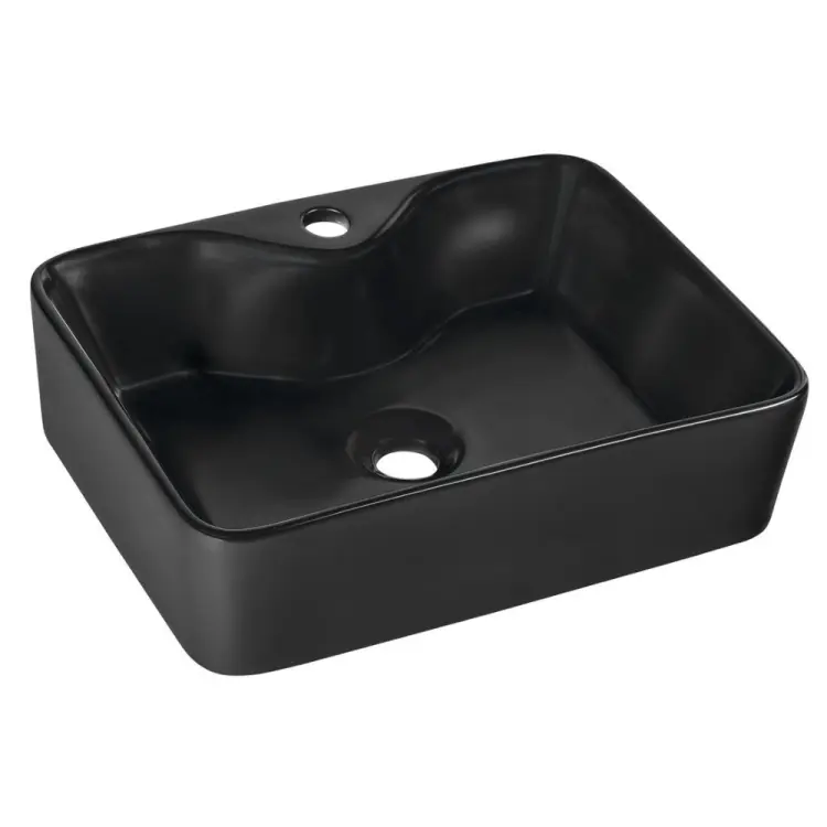 BALENA umywalka ceramiczna nablatowa, 48x13,5x37 cm, czarny mat BH7013B