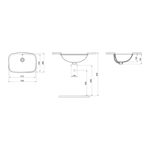 NUVO umywalka podblatowa ceramiczna, 55x38cm, biały 50354