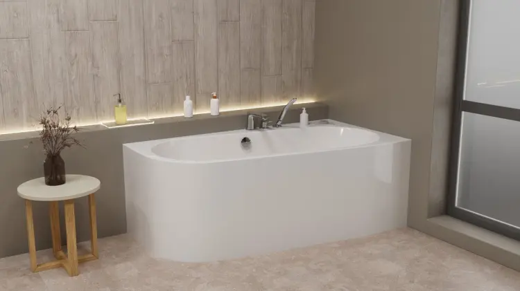 ASTRA WR MONOLITH wanna wolnostojąca przyścienna asymetryczna 160x85x60cm, biała 31611M zamontowana