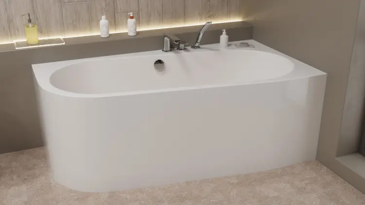 ASTRA WR MONOLITH wanna wolnostojąca przyścienna asymetryczna 160x85x60cm, biała 31611M z bliska