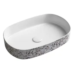 INFINITY OVAL umywalka ceramiczna nablatowa, 55x36cm, terrazzo 10NF65055-2L-TRZ