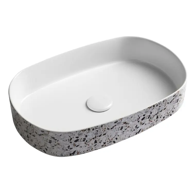 INFINITY OVAL umywalka ceramiczna nablatowa, 55x36cm, terrazzo 10NF65055-2L-TRZ