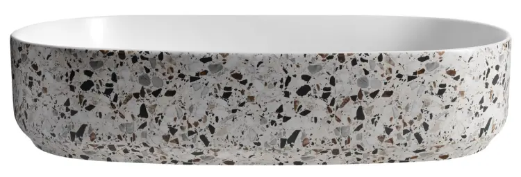 INFINITY OVAL umywalka ceramiczna nablatowa, 55x36cm, terrazzo 10NF65055-2L-TRZ bok