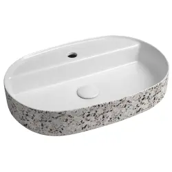 INFINITY OVAL umywalka ceramiczna nablatowa, 60x40 cm, terrazzo  10NF65060-2L-TRZ