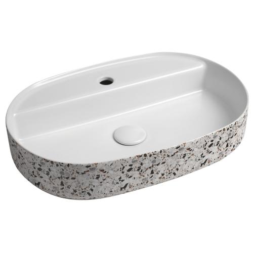 INFINITY OVAL umywalka ceramiczna nablatowa, 60x40 cm, terrazzo 10NF65060-2L-TRZ
