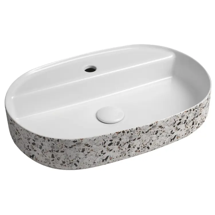 INFINITY OVAL umywalka ceramiczna nablatowa, 60x40 cm, terrazzo 10NF65060-2L-TRZ