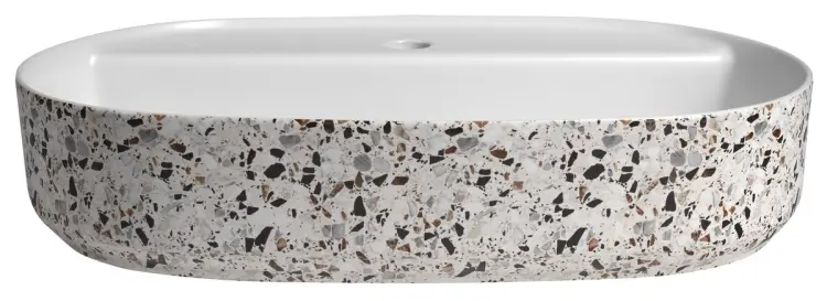 INFINITY OVAL umywalka ceramiczna nablatowa, 60x40 cm, terrazzo 10NF65060-2L-TRZ bok