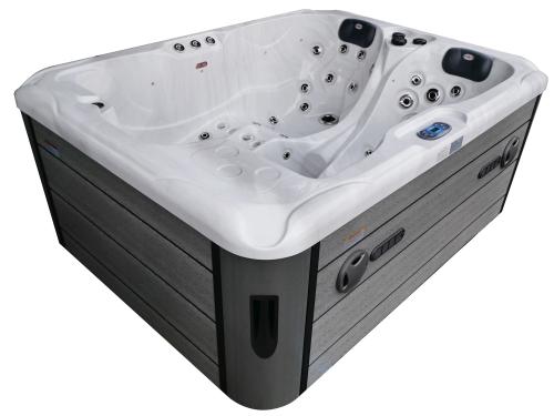 Basen ogrodowy zewnętrzny 3 osobowy JACUZZI - MAURITIUS, z pokrywą i schodkami biały marmur SPA18