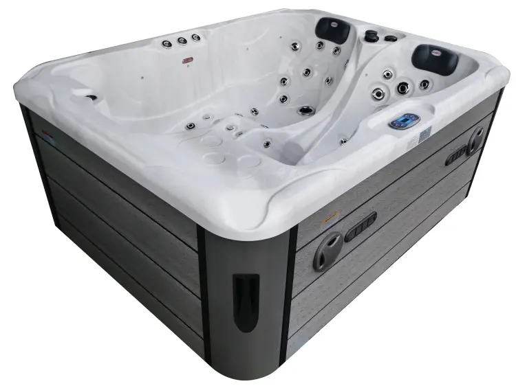 Basen ogrodowy zewnętrzny 3 osobowy JACUZZI - MAURITIUS, z pokrywą i schodkami biały marmur SPA18