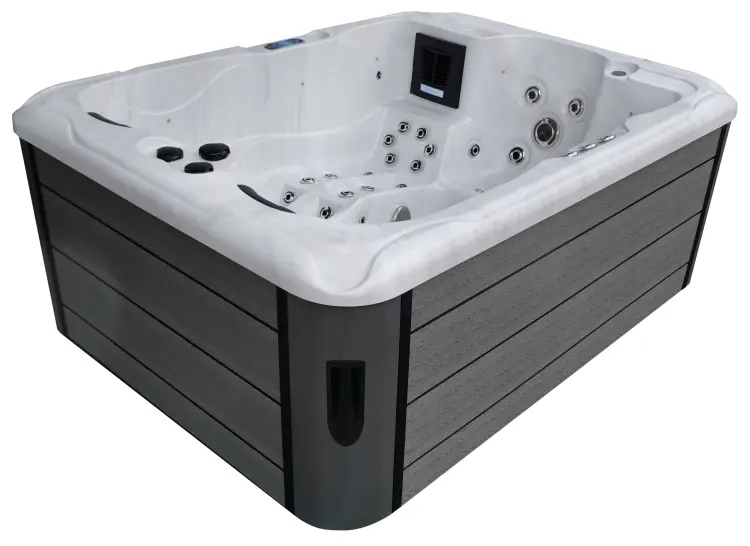 Basen ogrodowy zewnętrzny 3 osobowy JACUZZI - MAURITIUS, z pokrywą i schodkami biały marmur SPA18