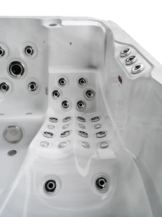 Basen ogrodowy zewnętrzny 3 osobowy JACUZZI - MAURITIUS, z pokrywą i schodkami biały marmur SPA18
