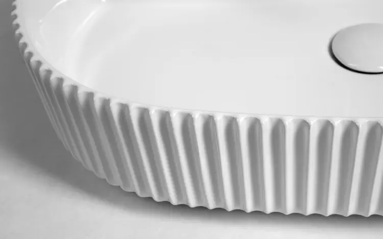 SINTESI umywalka ceramiczna nablatowa, 60x40 cm, biały 10SI65060 z bliska