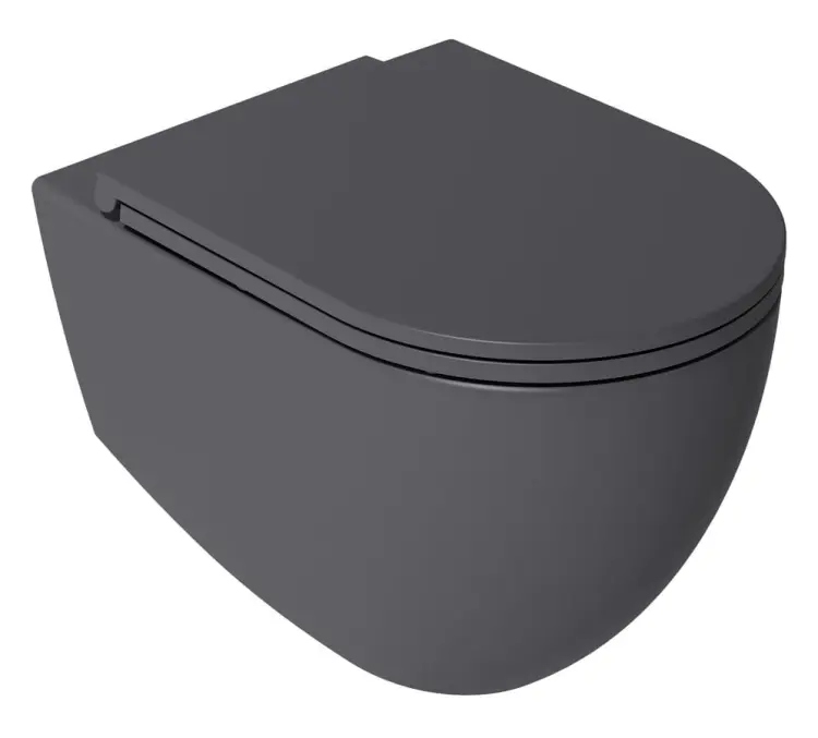 INFINITY miska WC wisząca, Rimless, 36,5x53cm, antracyt 10NF02005-2C bokiem
