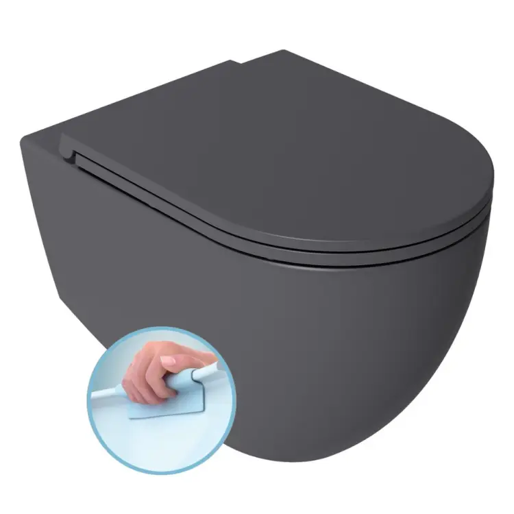 INFINITY miska WC wisząca, Rimless, 36,5x53cm, antracyt 10NF02005-2C