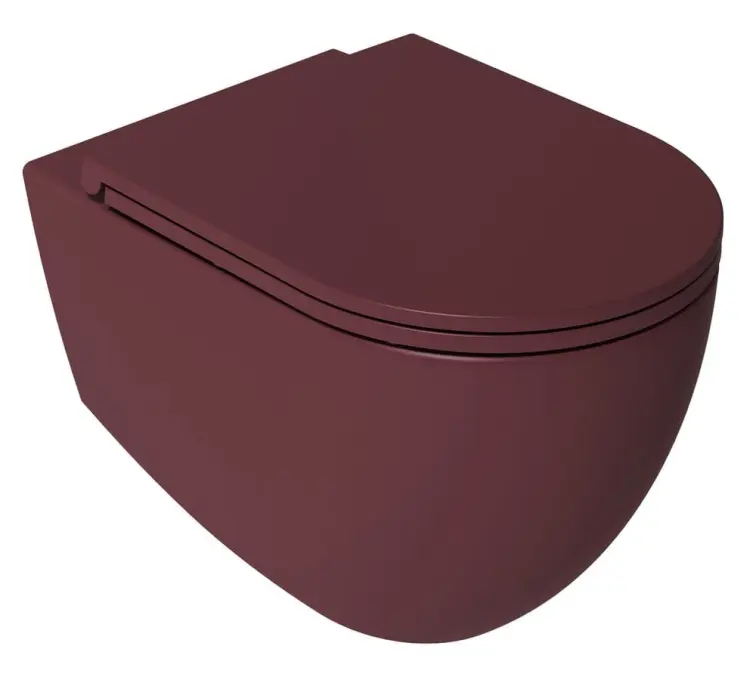 INFINITY miska WC wisząca, Rimless, 36,5x53cm, Maroon Red mat 10NF02005-2R z deską
