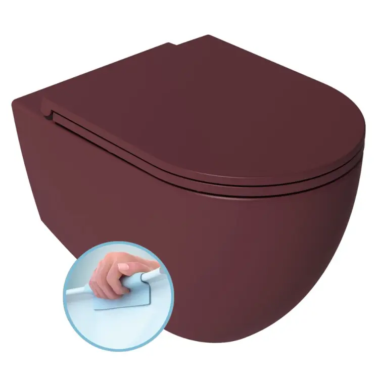 INFINITY miska WC wisząca, Rimless, 36,5x53cm, Maroon Red mat 10NF02005-2R