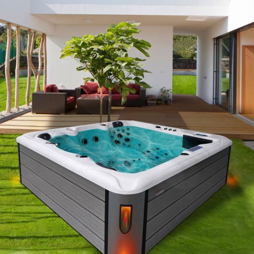 Basen ogrodowy zewnętrzny 5 osobowy JACUZZI - HAWAI, z pokrywą i schodkami biały marmur SPA16