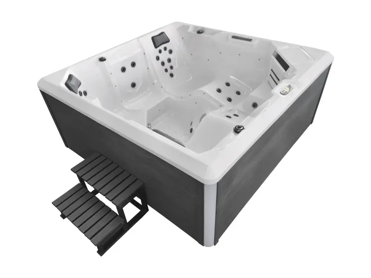 Basen ogrodowy zewnętrzny 5 osobowy JACUZZI - ROVINJ, z pokrywą i schodkami biała SPA32