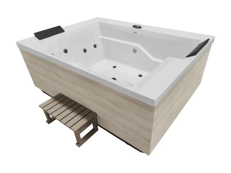 Basen ogrodowy zewnętrzny 2 osobowy JACUZZI - ZADAR, z pokrywą i schodkami niebieski marmur SPA35
