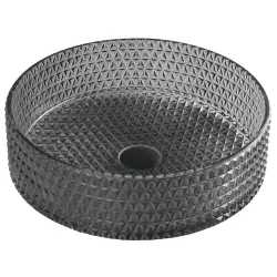 MARAGUA umywalka szklana, średnica 39,5 cm, czarna TY214