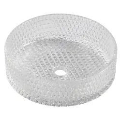 MARAGUA grawerowana szklana umywalka nablatowa Ø 39,5 cm, przezroczysta TY214CL