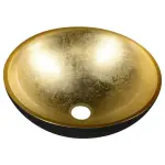 MURANO BLACK-GOLD Umywalka szklana ⌀40x14 cm AL5318-77