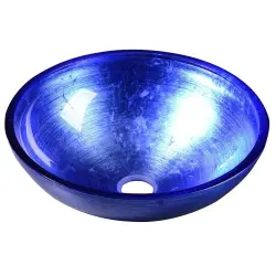 MURANO BLU Umywalka nablatowa okrągła szklana niebieska  ⌀ 40x14 cm AL5318-65