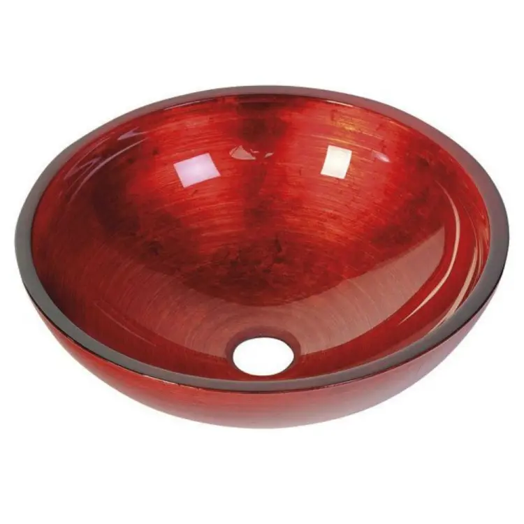 MURANO ROSSO Umywalka nablatowa okrągła szklana czerwona ⌀ 40x14 cm AL5318-63