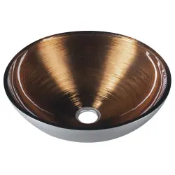 MURANO WENGE Umywalka nablatowa okrągła szklana miedź/srebrny  ⌀ 40x14 cm AL5318-66