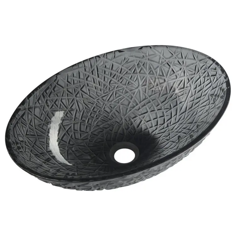 PURUS umywalka szklana 50x36 cm, czarna TY305SG