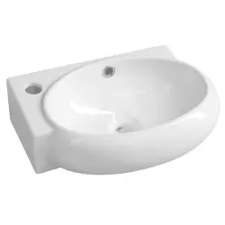 RIBERA umywalka ceramiczna 43x28,5x15 cm, ścienna, otwór na baterię z lewej strony AR498