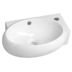 RIBERA umywalka ceramiczna 43x28,5x15 cm, ścienna, otwór na baterię z prawej strony AR497