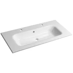 SIDRA umywalka kompozytowa 101x46 cm, 2 otwory na baterie, biała SD101-2