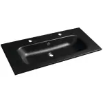 SIDRA umywalka kompozytowa 101x46 cm, 2 otwory na baterie, czarny mat SD101B-2
