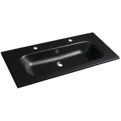 SIDRA umywalka kompozytowa 101x46 cm, 2 otwory na baterie, czarny mat SD101B-2