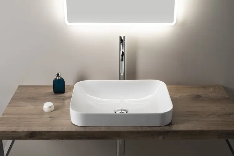 SOTT AQUA Umywalka ceramiczna 50x38cm, biała 10SQ51050 aranżacja