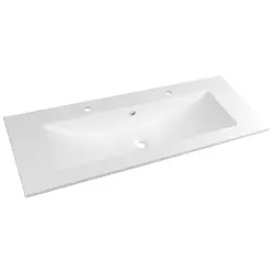 YUKON umywalka kompozytowa 120x45cm, 2 otwory na baterie, biała YU122
