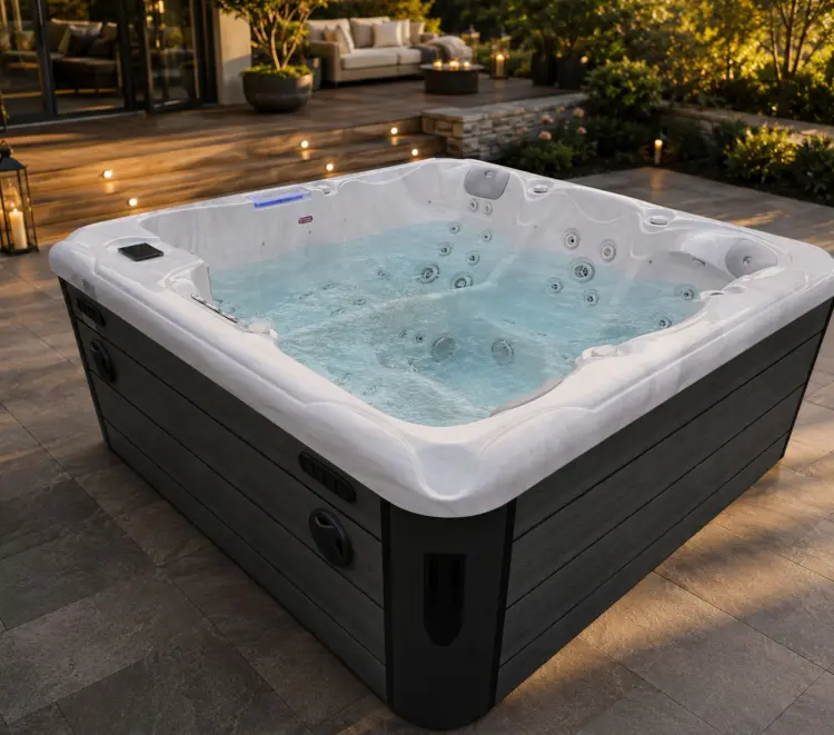 Basen ogrodowy zewnętrzny 5 osobowy JACUZZI - HAWAI, z pokrywą i schodkami biały marmur SPA16