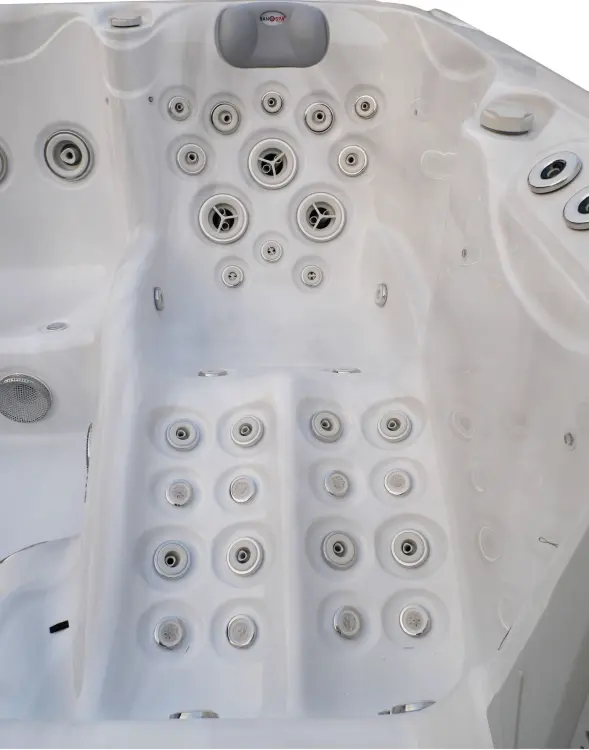 Basen ogrodowy zewnętrzny 5 osobowy JACUZZI - HAWAI, z pokrywą i schodkami biały marmur SPA16