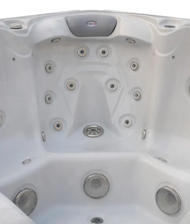 Basen ogrodowy zewnętrzny 5 osobowy JACUZZI - HAWAI, z pokrywą i schodkami biały marmur SPA16
