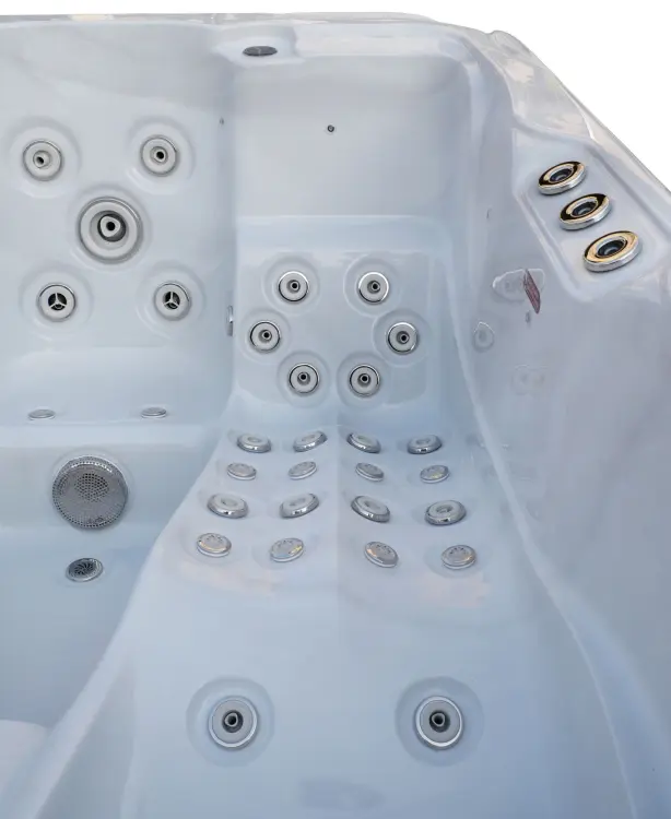 Basen ogrodowy zewnętrzny 3 osobowy JACUZZI - MAURITIUS, z pokrywą i schodkami biały marmur SPA18