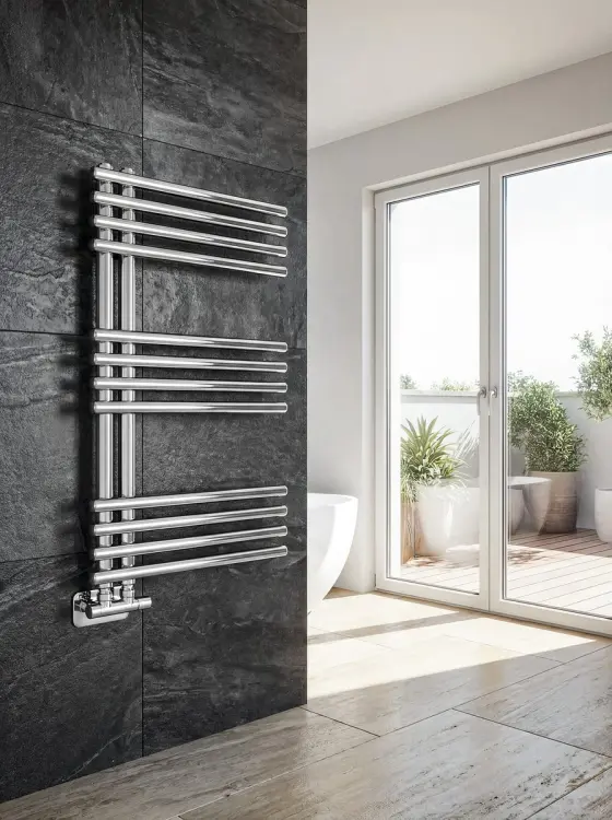 NYMPHA grzejnik łazienkowy 500x800 mm 212W chrom LLN80 aranżacja