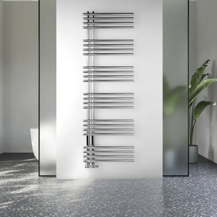 NYMPHA grzejnik łazienkowy 500x1520 mm 419W chrom LLN152 na ścianie