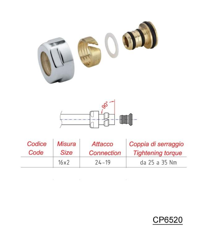 Złączka zaworu grzejnikowego do Alupex-u, nierdzewna CP6520 - rysunek