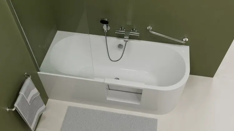 PORTAS L asymetryczna wanna z drzwiami, 170x75x60cm, biały 75531 aranżacja