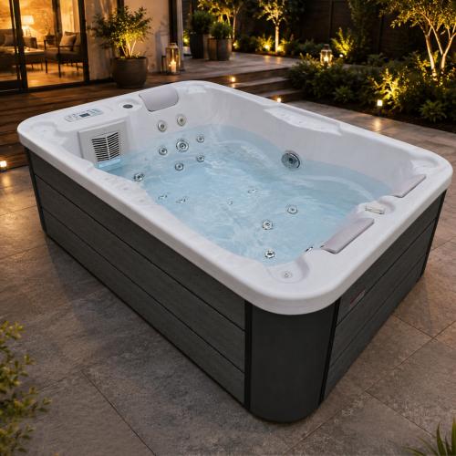Basen ogrodowy zewnętrzny 3 osobowy JACUZZI - MODENA, ze schodkami i pokrywą biały SPA08