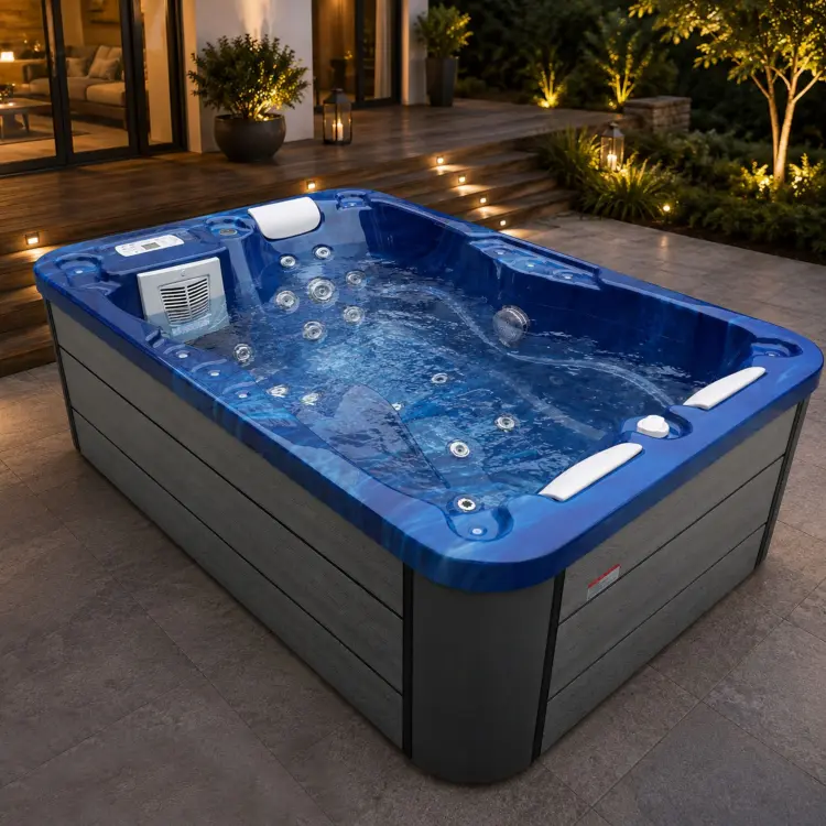 Basen ogrodowy zewnętrzny 3 osobowy JACUZZI - MODENA, ze schodkami i pokrywą, niebieski SPA09