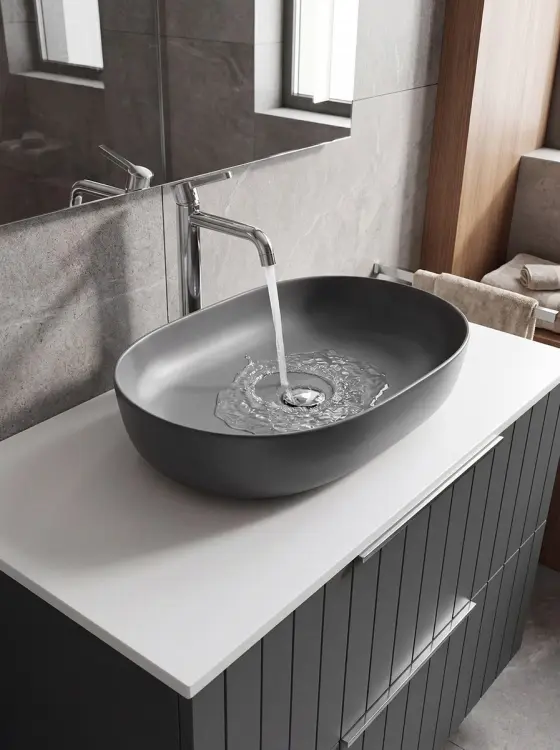 ARDEA ceramiczna umywalka nablatowa, 60,5x41,5cm, carina AR043-41 wizualizacja
