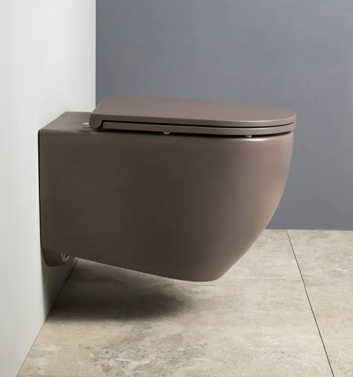 INFINITY miska WC wisząca, Rimless, 36,5x53cm, taupe 10NF02005-2H bok