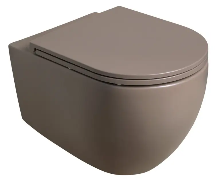 INFINITY miska WC wisząca, Rimless, 36,5x53cm, taupe 10NF02005-2H z deską
